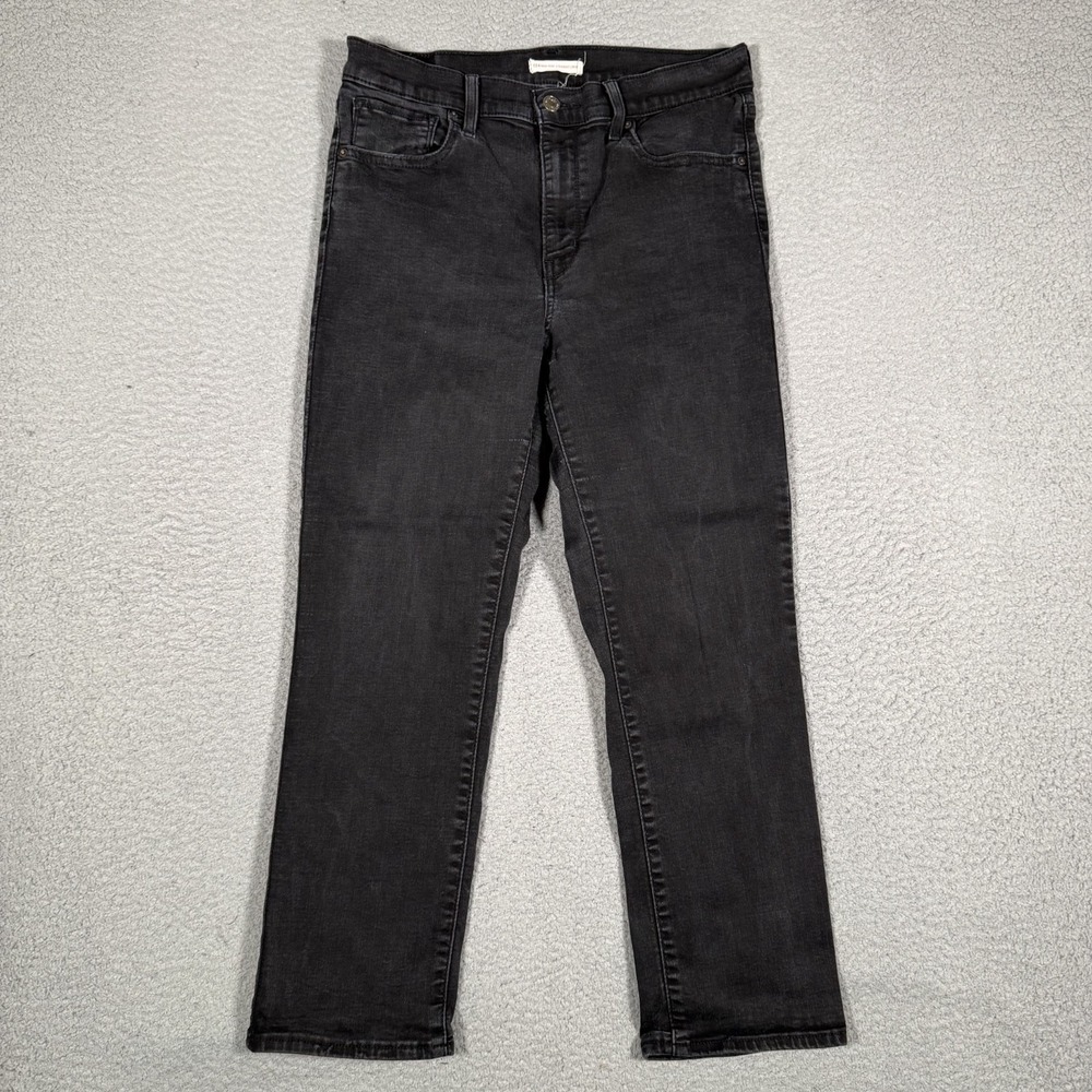 Levis Jeans Womens 31x25 Black High Rise Straight Crop Stretch Denim 5 Pocket